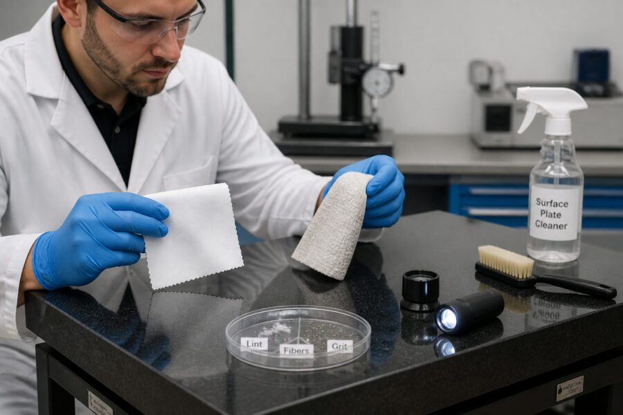 Choosing Cleaning Cloths for Granite Surface Plates: Lint, Fibers, and Grit Control